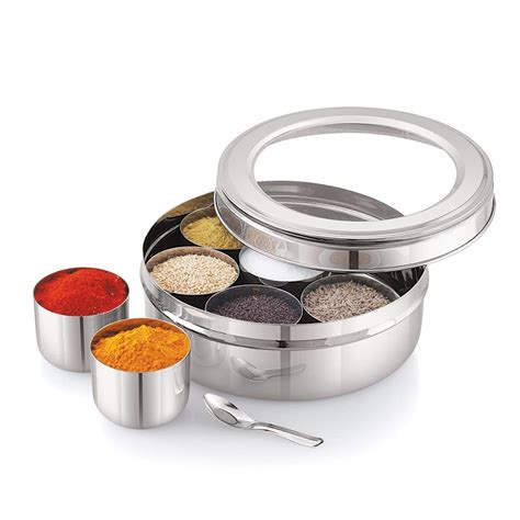 masala box stainless steel|indian masala containers with lids.